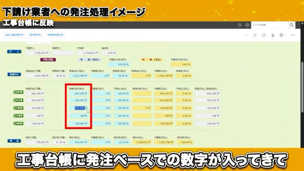 発注処理もkintoneで完結!下請け業者ごとに自動で発注書を作成