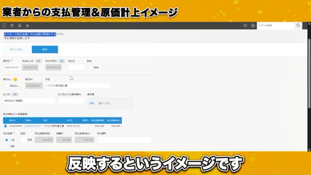 支払い実績も自動で反映!リアルタイム原価管理を実現