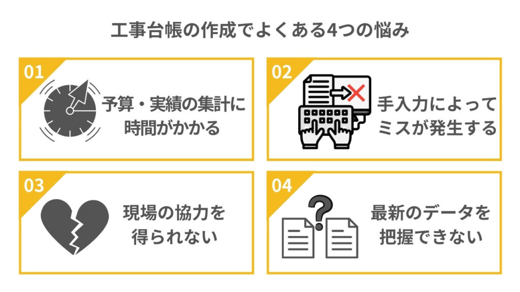 工事台帳の作成でよくある4つの悩み