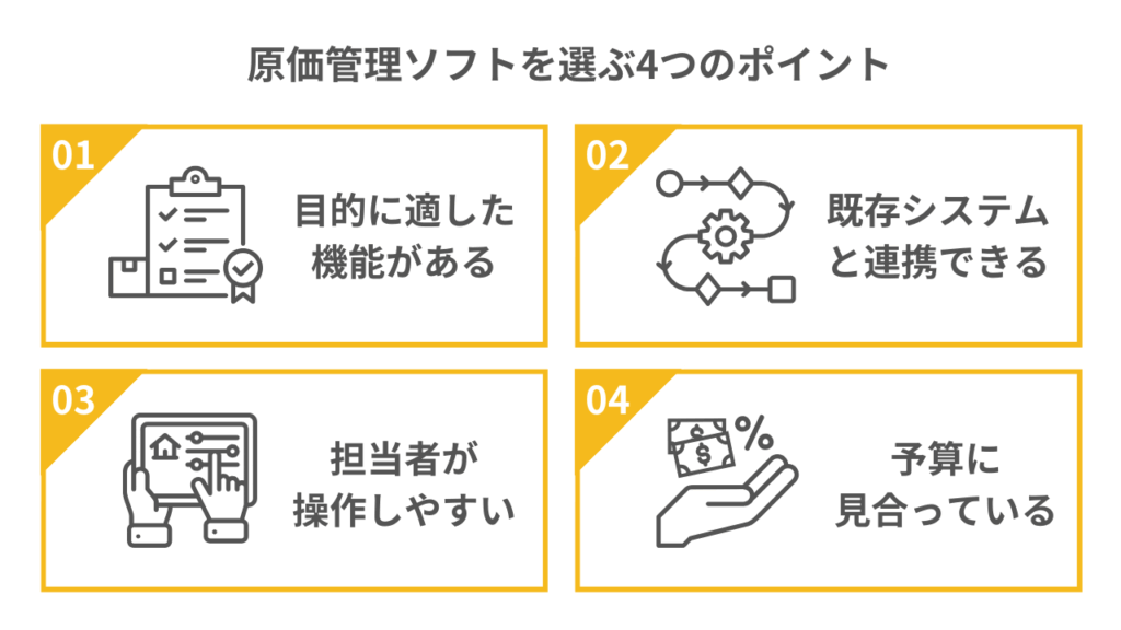 原価管理ソフトを選ぶ4つのポイント