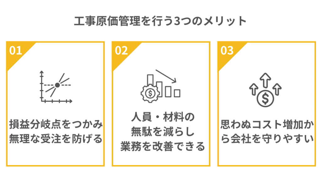 工事原価管理を行う3つのメリット