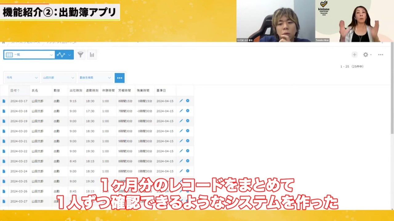 「あれ、入力忘れてるよ」を減らせる「出勤簿アプリ」
1ヶ月分の日付がカレンダーどおりに自動で作成される仕組み