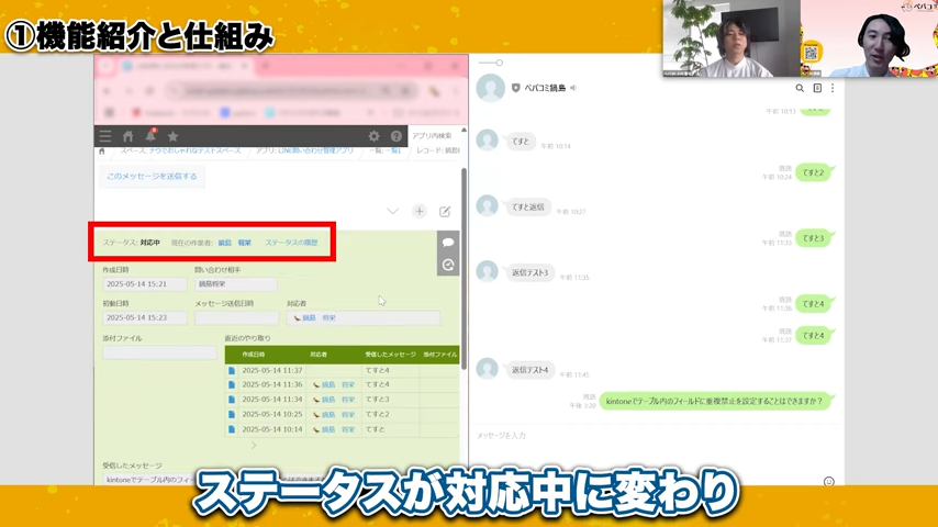 問い合わせのステータス管理とプロセス管理の連携