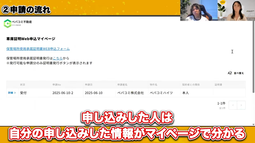 マイページで確認できる申請内容とステータス