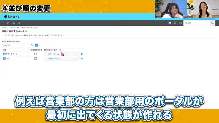 部署や役割に応じた初期表示設定