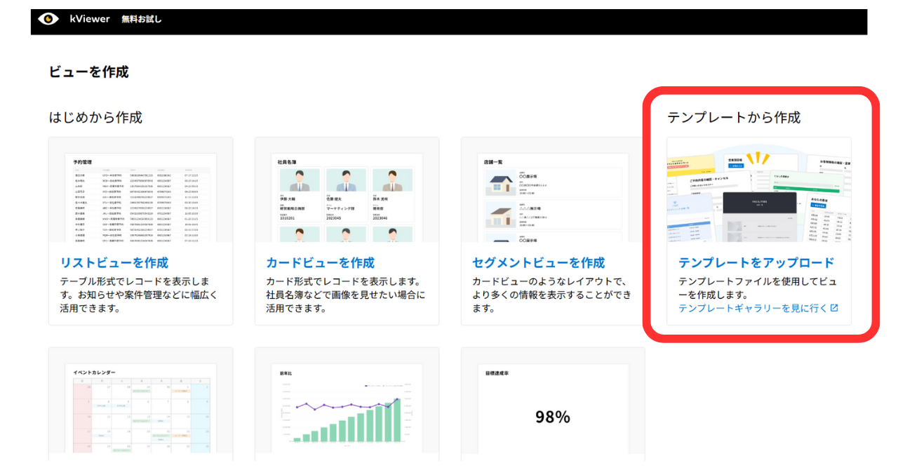 （8）「テンプレートから作成する」をクリックする。