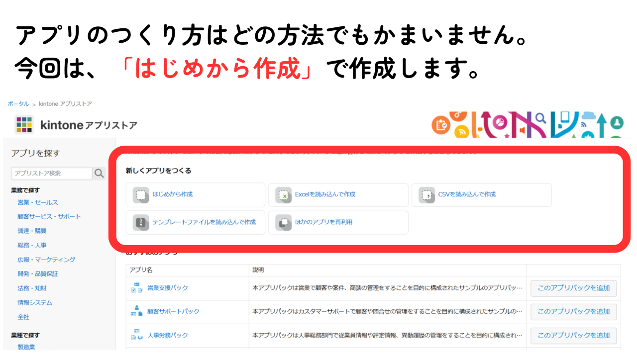 ②アプリの作成方法を選びます。