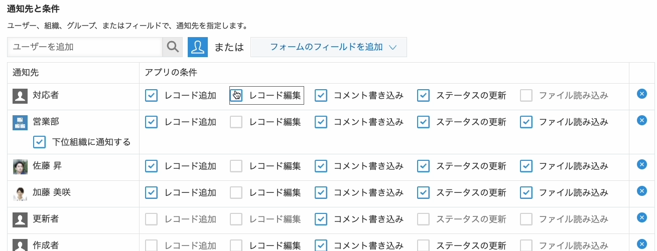 アプリの条件通知 通知設定